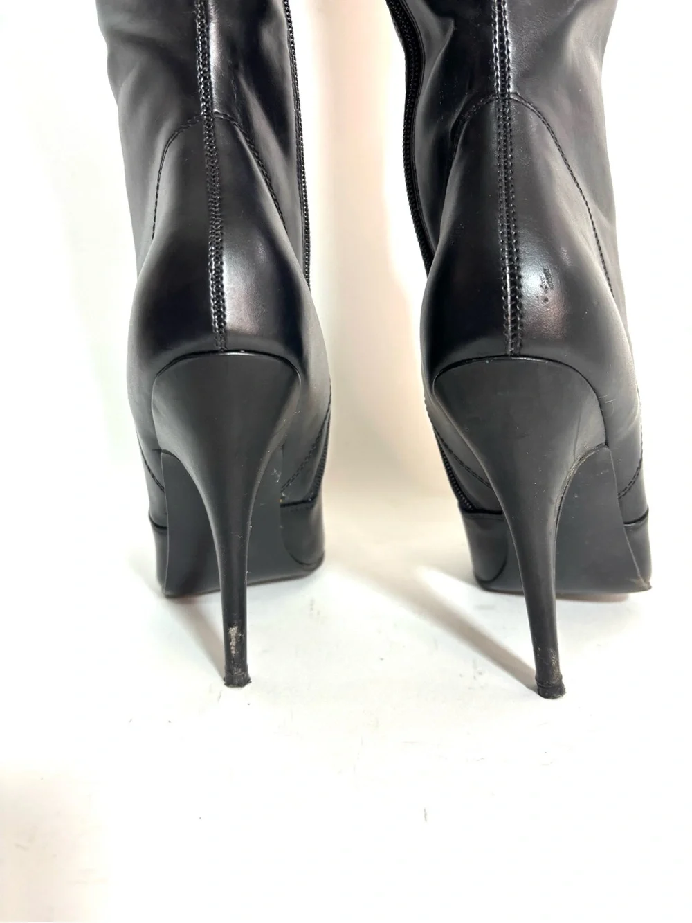 Pleaser Seduce-3010 Black Matte PU Thigh High Boots Size 9